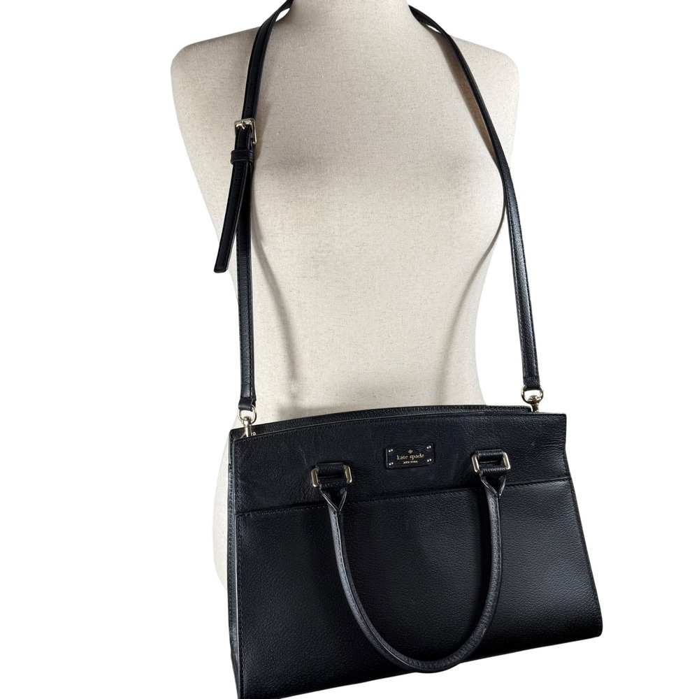 Kate Spade‎ Caley Black Pebbled Leather Satchel Crossbody Bag Gold Hardware